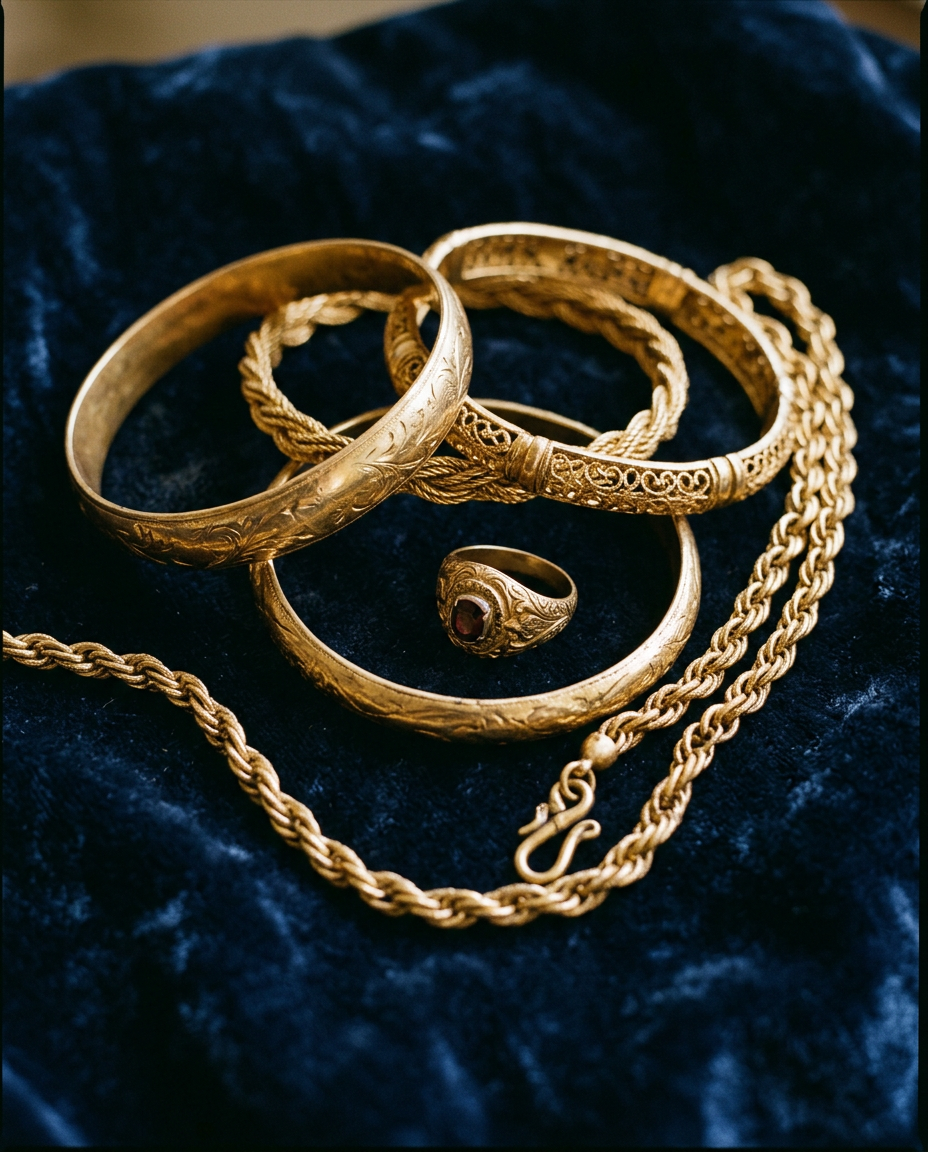 Old gold jewellery ready for transparent valuation